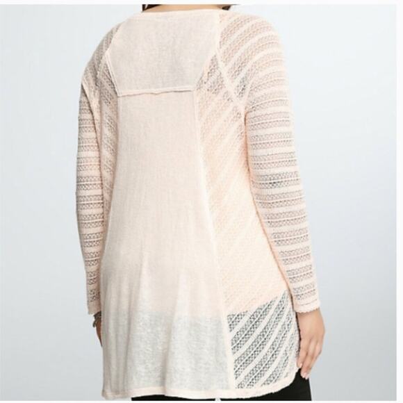 NWT Torrid Mixed Stitch Blush Pink Raglan Sweater Top Size 1/14-16 - Picture 2 of 7